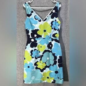 Lilly Pulitzer Kiki Shorely Blue Pop Goes The Floral Jacquard Shift Dress Sz 6